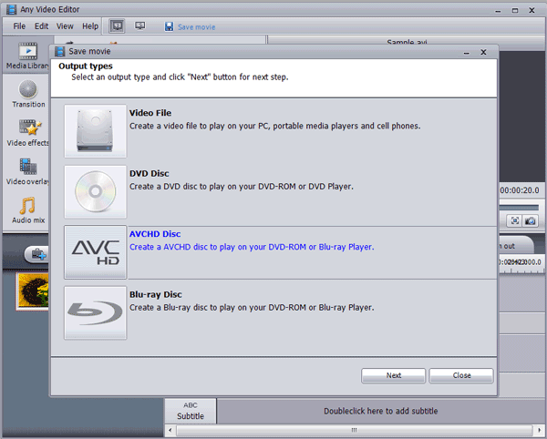 Movie to AVCHD Disc Maker