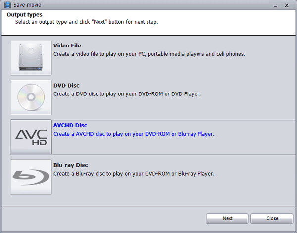 Movie to AVCHD Disc Maker